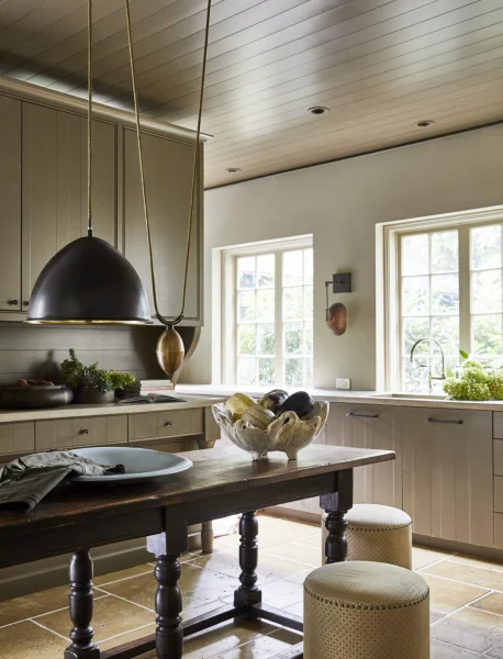 historic renovation view of kitchen with island