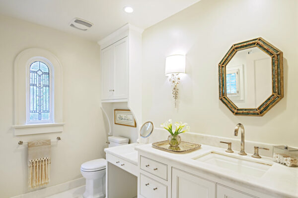 interior bathroom with white counter tops