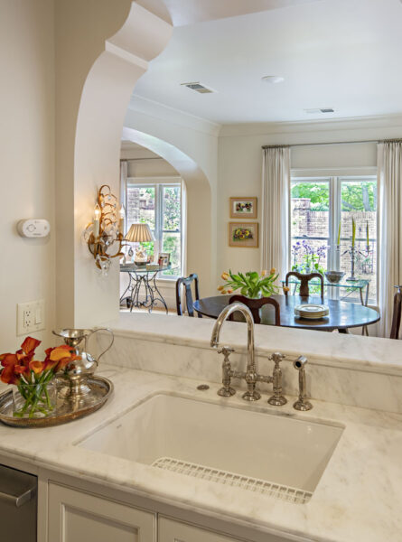 sink with view of dining table