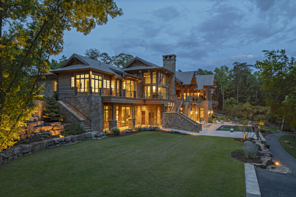 Blue Heron at dusk backyard lightening