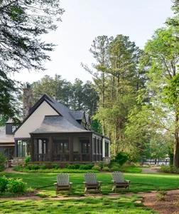 Home in trees near lake