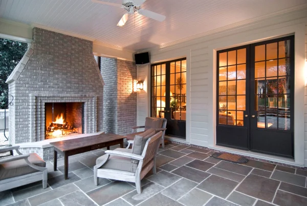 sitting area on outdoor porch
