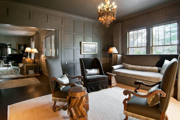 dark paneling custom couch