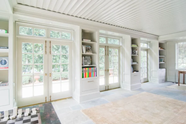 office with french exterior doors