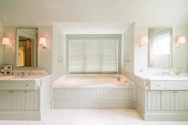 main bathroom duel sinks soaker tub Dutch Colonial Renovation