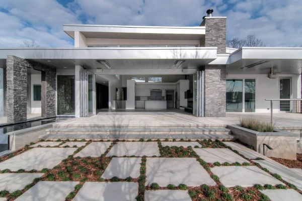 modern home with large front porch Whitehaus