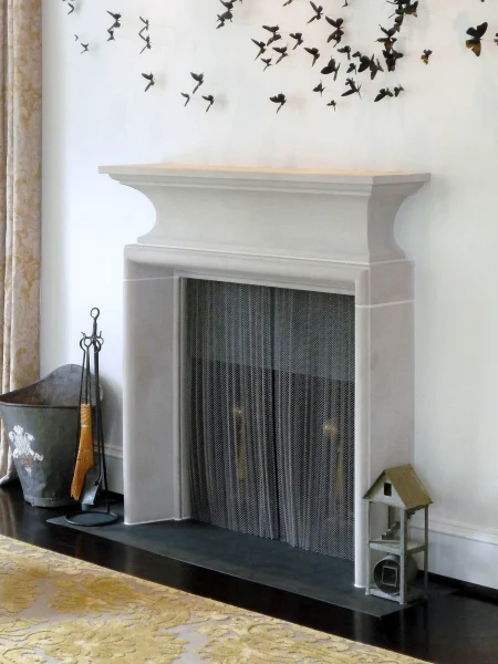 fireplace design with butterflies