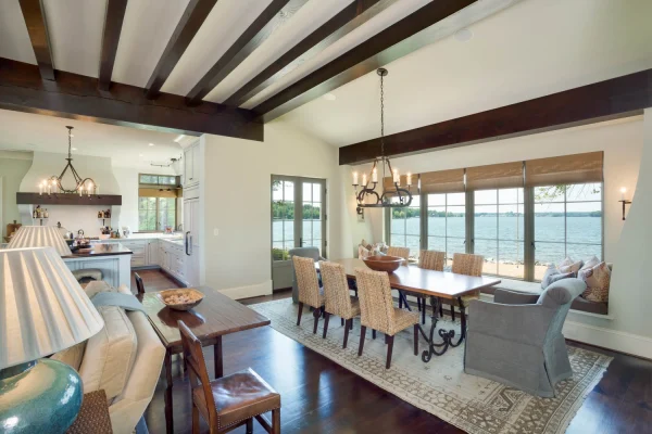large dining table with eight chairs