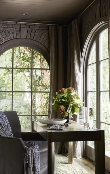 custom home interior design desk by window