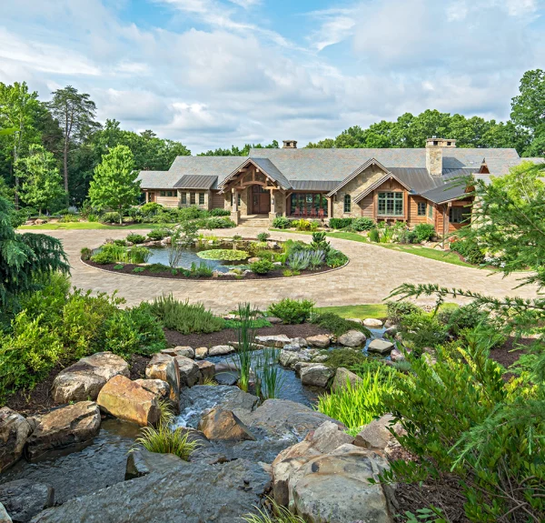 exterior of home with water feature