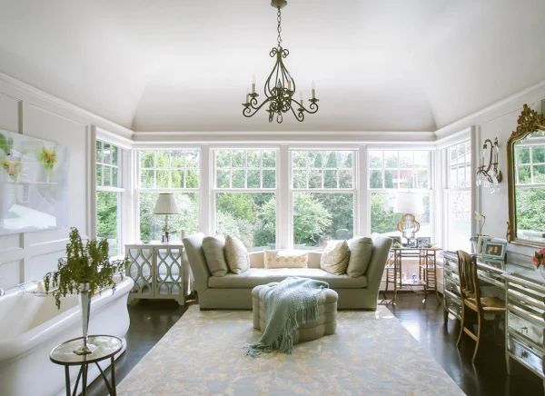 custom design bathroom couch dressing area